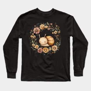 Adorable Snail Art – Whimsical Slow Life Illustration Long Sleeve T-Shirt