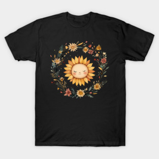 Radiant Sunflower Art – Cheerful Nature-Inspired Illustration T-Shirt
