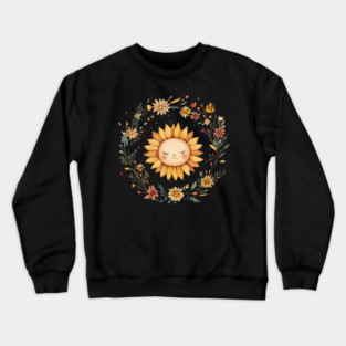 Radiant Sunflower Art – Cheerful Nature-Inspired Illustration Crewneck Sweatshirt