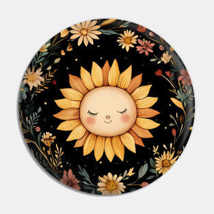 Radiant Sunflower Art – Cheerful Nature-Inspired Illustration Pin