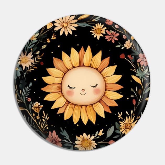 Radiant Sunflower Art – Cheerful Nature-Inspired Illustration Pin by TuncGK