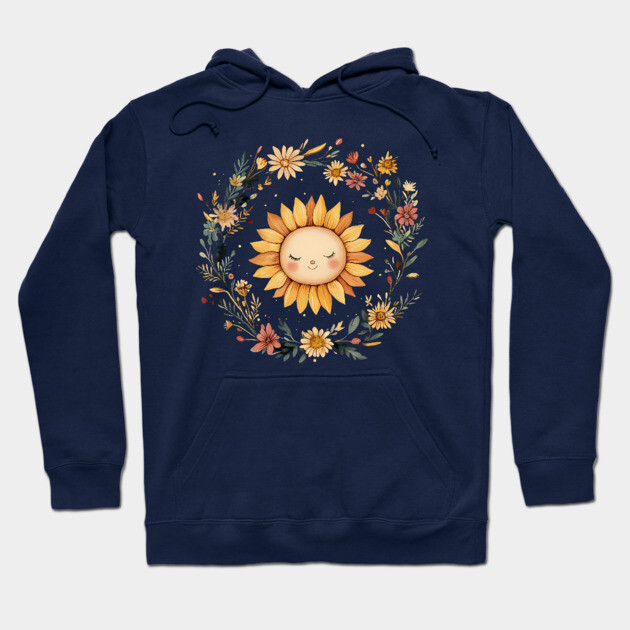 Radiant Sunflower Art – Cheerful Nature-Inspired Illustration Hoodie by TuncGK
