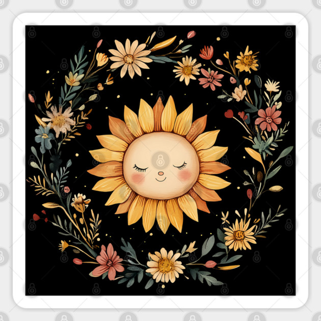 Radiant Sunflower Art – Cheerful Nature-Inspired Illustration Sticker by TuncGK