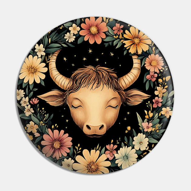 Taurus Zodiac Print – Grounded & Elegant Earth Sign Art Pin by TuncGK