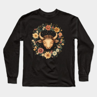 Taurus Zodiac Print – Grounded & Elegant Earth Sign Art Long Sleeve T-Shirt
