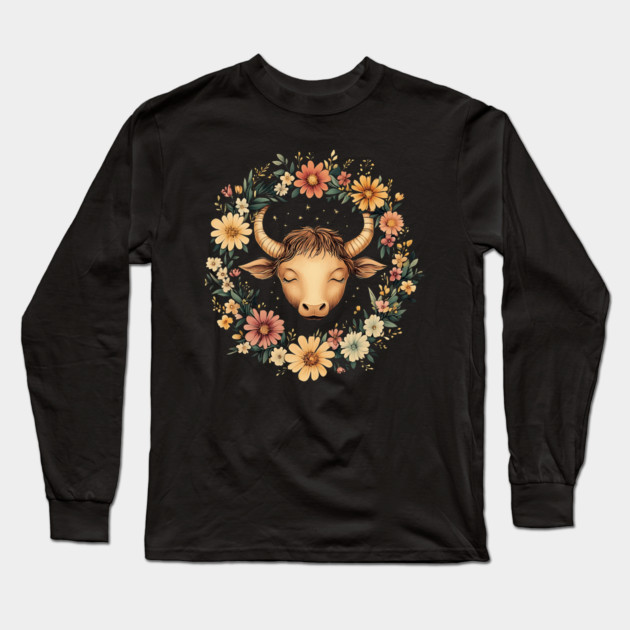 Taurus Zodiac Print – Grounded & Elegant Earth Sign Art Long Sleeve T-Shirt by TuncGK