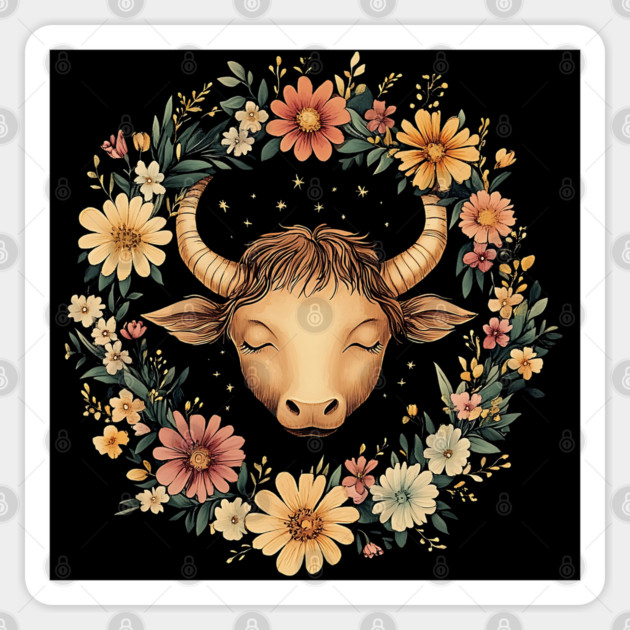 Taurus Zodiac Print – Grounded & Elegant Earth Sign Art Sticker by TuncGK