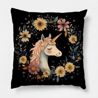 Dreamy Unicorn Art – Enchanted Mythical Creature Illustration Pillow