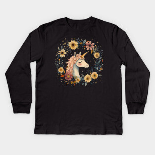 Dreamy Unicorn Art – Enchanted Mythical Creature Illustration Kids Long Sleeve T-Shirt