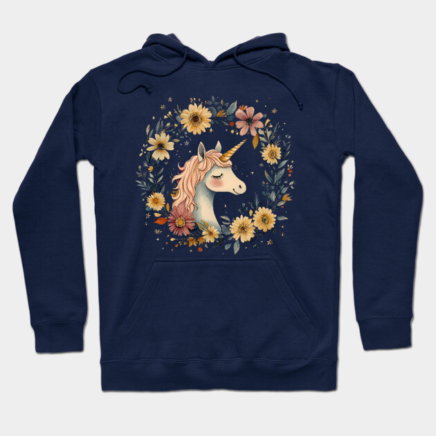 Dreamy Unicorn Art – Enchanted Mythical Creature Illustration Hoodie by TuncGK