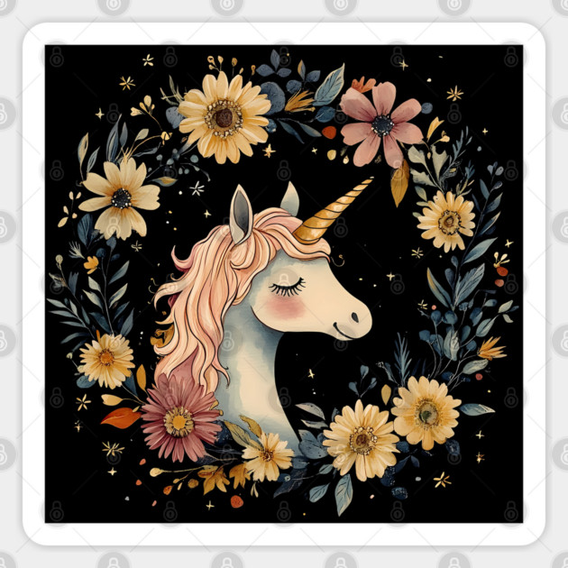 Dreamy Unicorn Art – Enchanted Mythical Creature Illustration Sticker by TuncGK