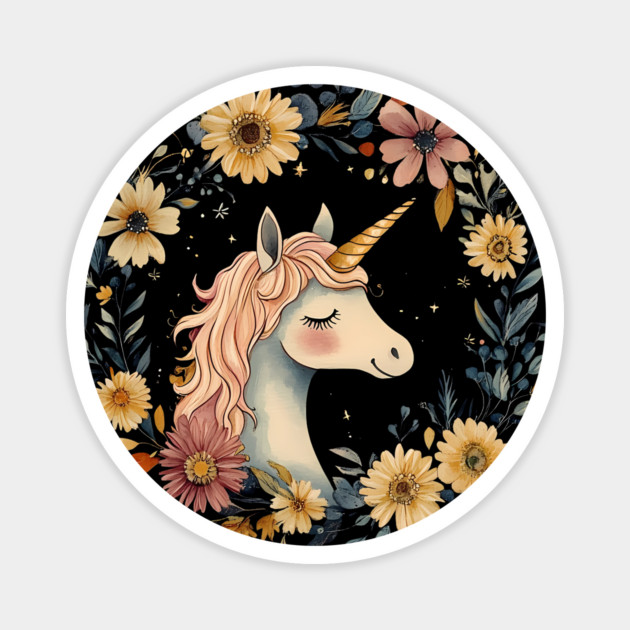 Dreamy Unicorn Art – Enchanted Mythical Creature Illustration Magnet by TuncGK