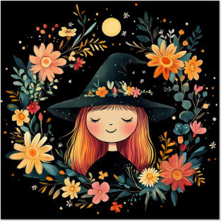 Fiery Red Witch Art – Enchanting Mystical Sorceress Illustration Posters and Art