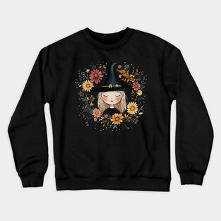 Ethereal Blonde Witch Art – Soft & Dreamy Magic Illustration Crewneck Sweatshirt
