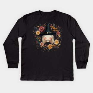 Ethereal Blonde Witch Art – Soft & Dreamy Magic Illustration Kids Long Sleeve T-Shirt