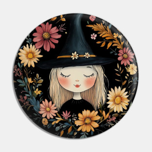 Ethereal Blonde Witch Art – Soft & Dreamy Magic Illustration Pin
