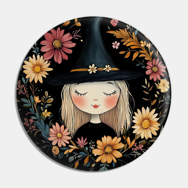 Ethereal Blonde Witch Art – Soft & Dreamy Magic Illustration Pin by TuncGK