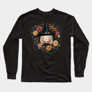 Ethereal Blonde Witch Art – Soft & Dreamy Magic Illustration Long Sleeve T-Shirt