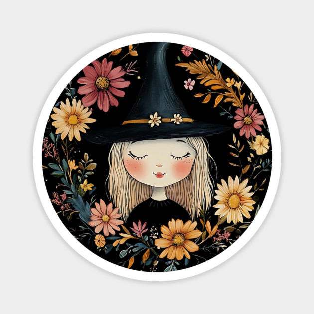 Ethereal Blonde Witch Art – Soft & Dreamy Magic Illustration Magnet by TuncGK