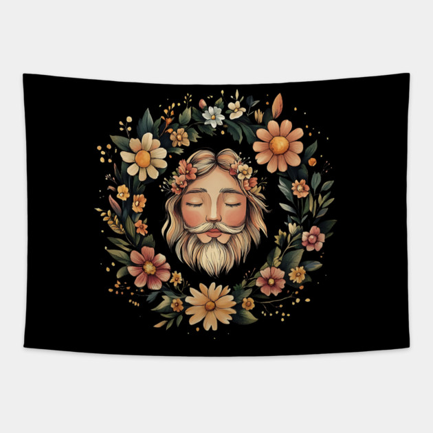 Majestic Zeus Art – Ancient Greek God Illustration Tapestry by TuncGK