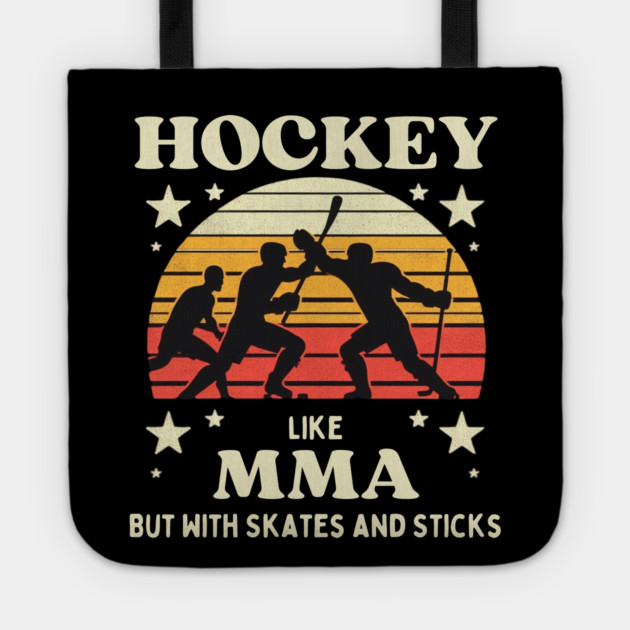 Hockey Like MMA – Retro Vintage Hockey Design Tote by Ben's Store 1