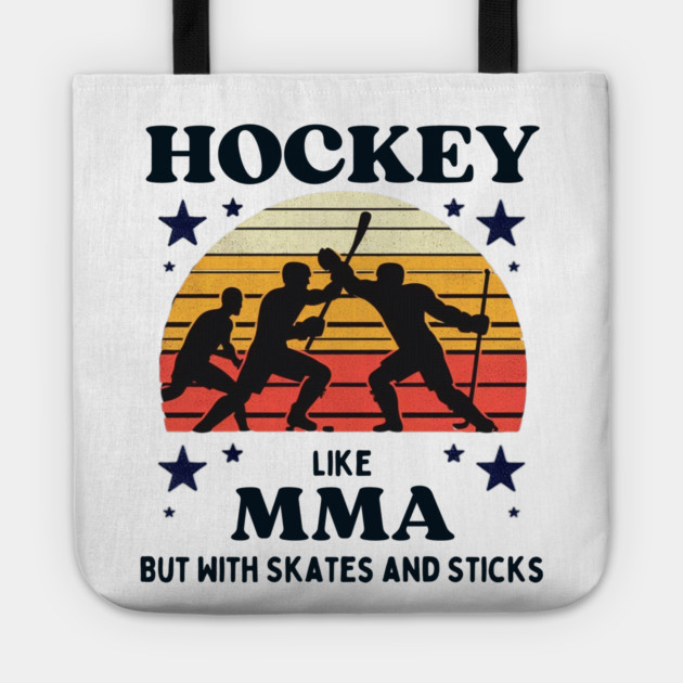 Hockey Like MMA – Retro Vintage Hockey Design Tote by Ben's Store 1