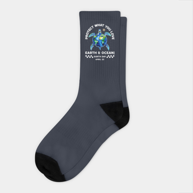 Earth Day - Protect-The-Ocean-Save-Sea-Turtles-Marine Life Socks by JessArty