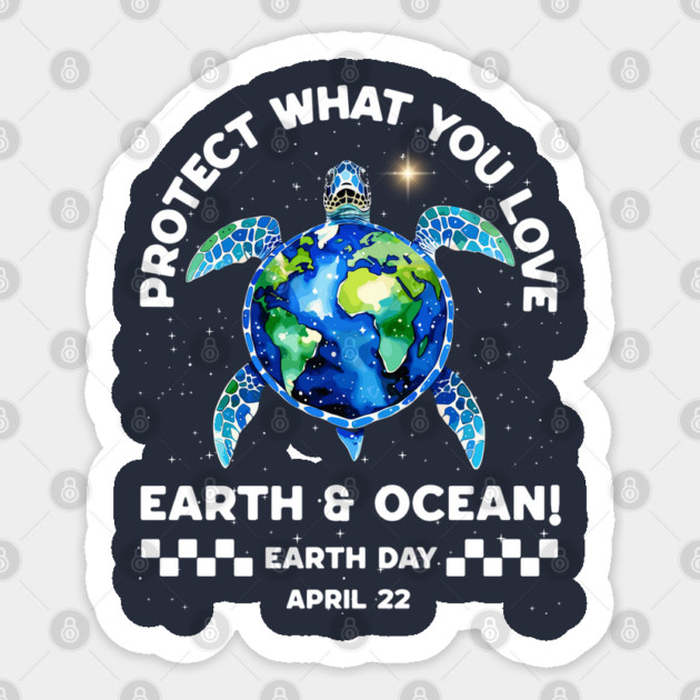 Earth Day - Protect-The-Ocean-Save-Sea-Turtles-Marine Life Sticker by JessArty