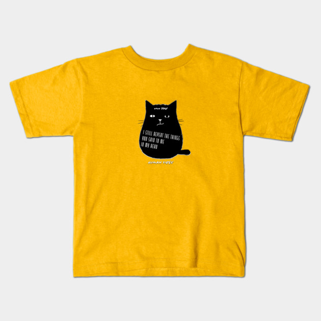 Cute Black Cat with Romantic Love Quote Kids T-Shirt by Jiyoun's Store 1