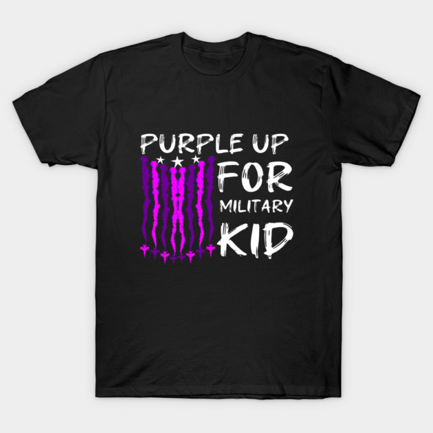 Purple Up For Military Kid T-Shirt by Db Printed