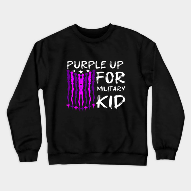 Purple Up For Military Kid Crewneck Sweatshirt by Db Printed