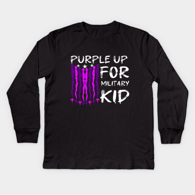 Purple Up For Military Kid Kids Long Sleeve T-Shirt by Db Printed