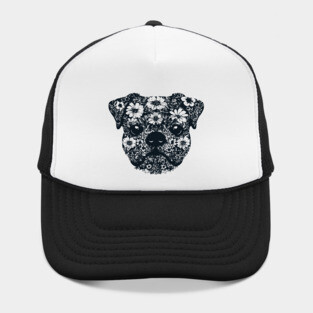Floral Pug Art – Cute Botanical Dog Design Hat