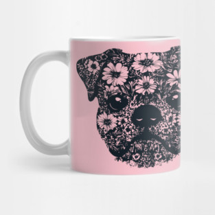 Floral Pug Art – Cute Botanical Dog Design Mug