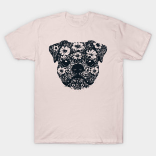 Floral Pug Art – Cute Botanical Dog Design T-Shirt