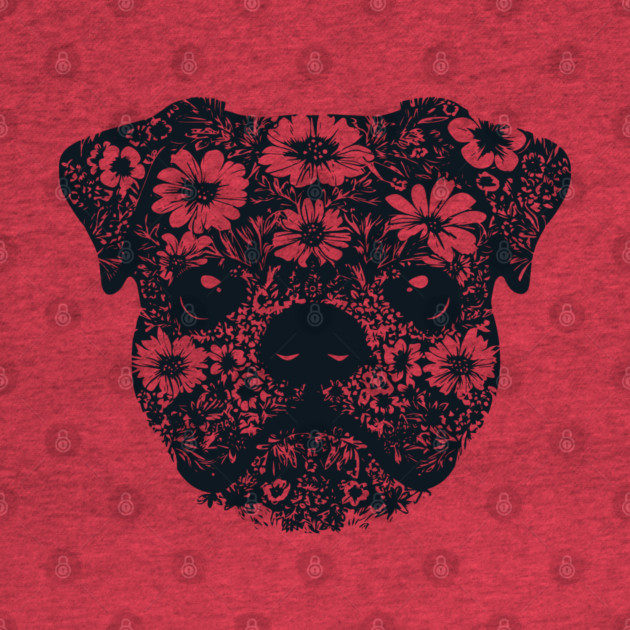 Floral Pug Art – Cute Botanical Dog Design by TuncGK
