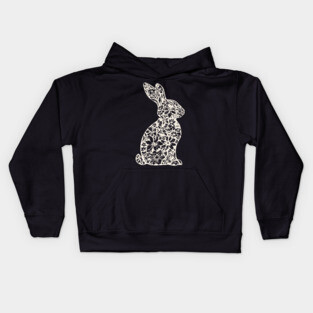 Floral Rabbit Illustration – Elegant Nature-Inspired Bunny Art Kids Hoodie