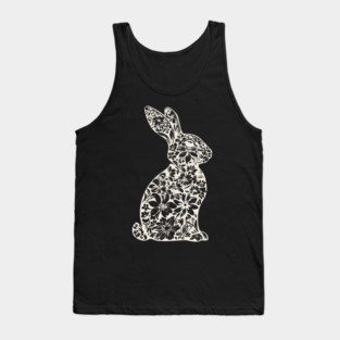 Floral Rabbit Illustration – Elegant Nature-Inspired Bunny Art Tank Top