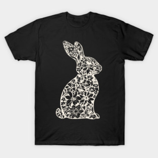 Floral Rabbit Illustration – Elegant Nature-Inspired Bunny Art T-Shirt