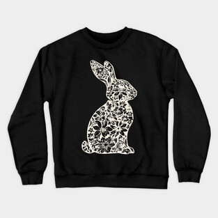 Floral Rabbit Illustration – Elegant Nature-Inspired Bunny Art Crewneck Sweatshirt