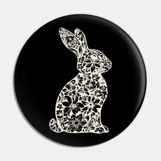 Floral Rabbit Illustration – Elegant Nature-Inspired Bunny Art Pin