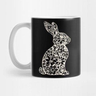 Floral Rabbit Illustration – Elegant Nature-Inspired Bunny Art Mug