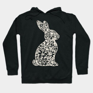 Floral Rabbit Illustration – Elegant Nature-Inspired Bunny Art Hoodie