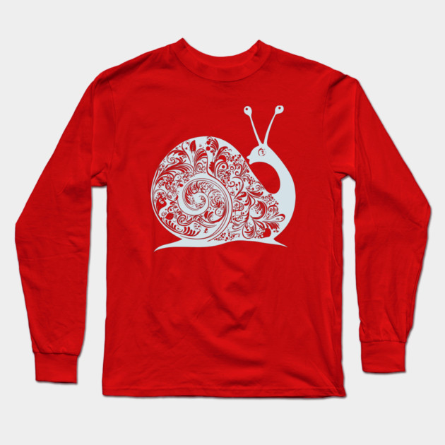 Floral Snail Art – Whimsical & Ornate Nature Design Long Sleeve T-Shirt by TuncGK