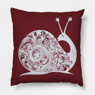 Floral Snail Art – Whimsical & Ornate Nature Design Pillow