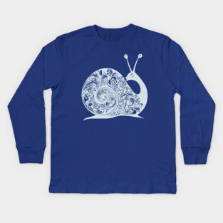 Floral Snail Art – Whimsical & Ornate Nature Design Kids Long Sleeve T-Shirt
