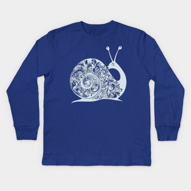 Floral Snail Art – Whimsical & Ornate Nature Design Kids Long Sleeve T-Shirt by TuncGK