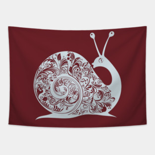 Floral Snail Art – Whimsical & Ornate Nature Design Tapestry
