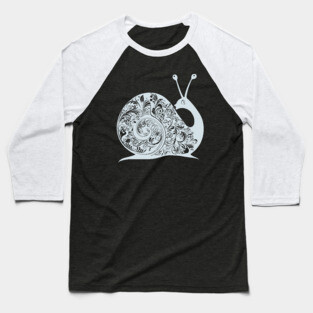 Floral Snail Art – Whimsical & Ornate Nature Design Baseball T-Shirt