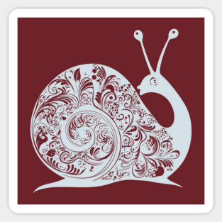 Floral Snail Art – Whimsical & Ornate Nature Design Sticker